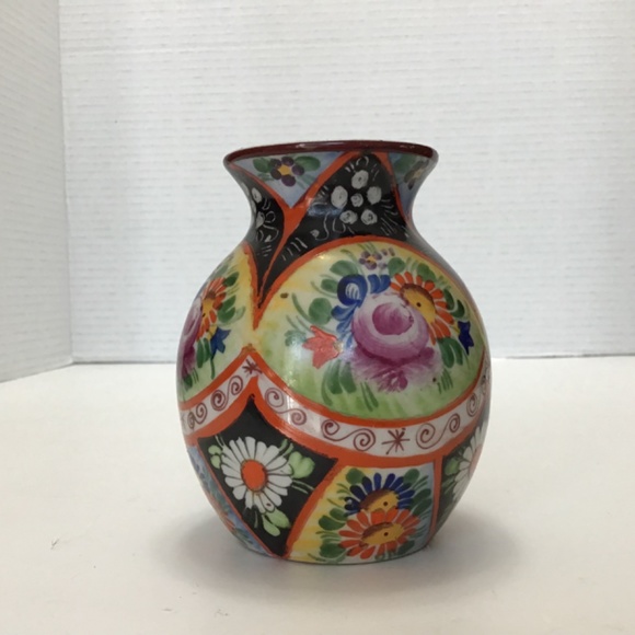 Vintage Chodovia czechoslovakia ceramic hand painted floral vase - Picture 2 of 5